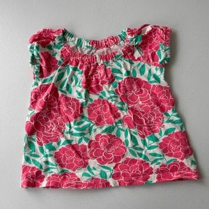 Gap 2t pink & green rose short sleeve shirt